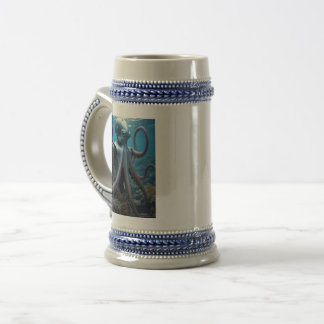 Jarra De Cerveza Cyber Octopus azul stein 2 lados