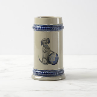 Jarra De Cerveza Dachshund azul Stein del sauce