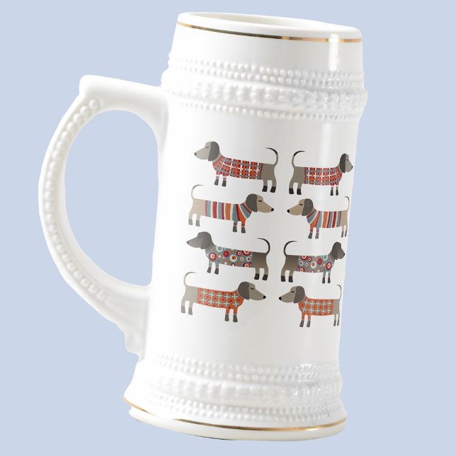 Jarra De Cerveza Dachshund Wiener Sausage Dog (Fun Dachshund Wiener Sausage dog Doxie beer stein with original art by Nic Squirrell. )