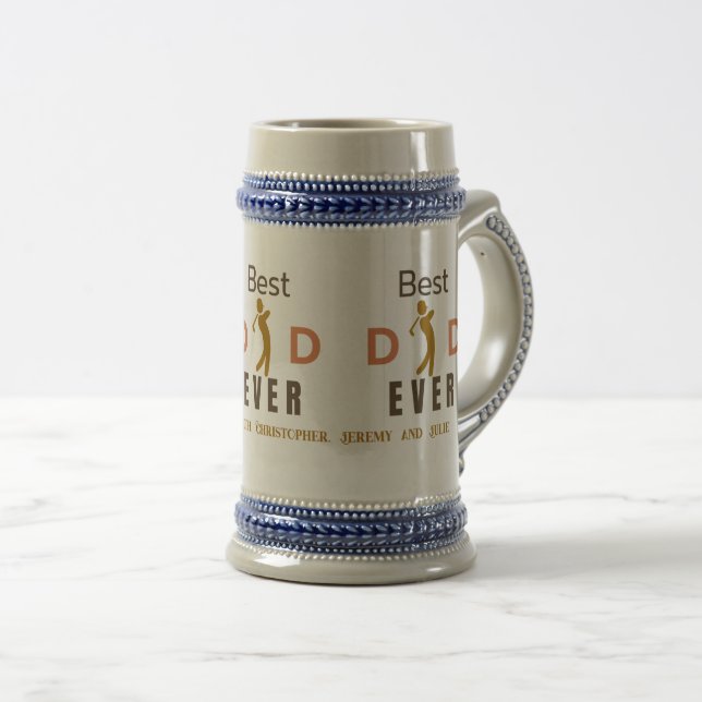 Jarra De Cerveza Día de los Padres Modernos y Simples del Golf Best (Anverso derecho)