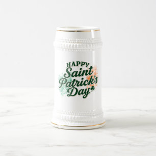 Jarra De Cerveza Día de San Patricio vintage feliz