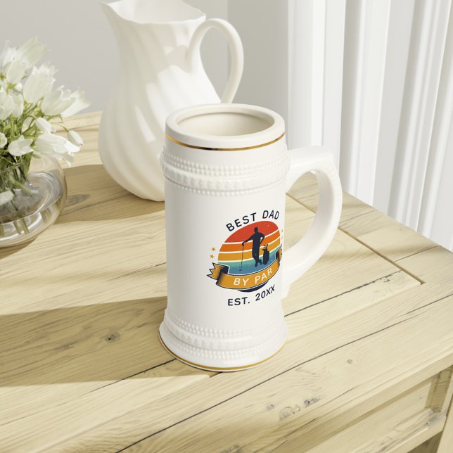 Jarra De Cerveza Día del Padres Deporte de Golf Papá Personalizado  (Best Dad By Par Golf Lover Gift Custom Beer Stein)