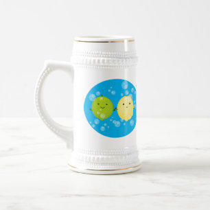 Jarra De Cerveza Dibujo animado de limón lima lindo y feliz
