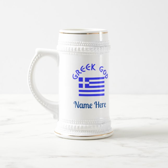 Jarra De Cerveza Dios griego y bandera de Grecia (Izquierda)