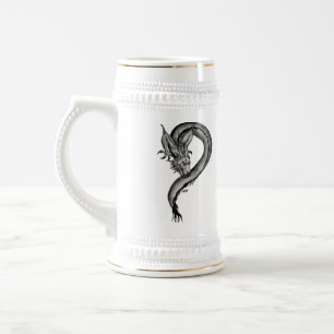 Jarra De Cerveza Diseño blanco y negro de Dragon