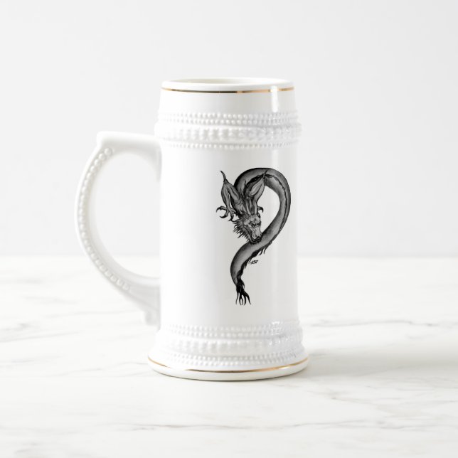 Jarra De Cerveza Diseño blanco y negro de Dragon (Izquierda)