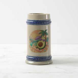 Jarra De Cerveza Diseño de aguacate tropical lindo para amantes del