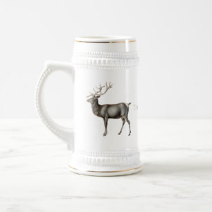 Jarra De Cerveza Diseño de alce vintage y nombre