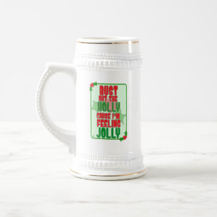 Jarra De Cerveza Diseño de alegría navideña Holly Feelin Jolly