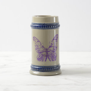 Jarra De Cerveza diseño de arte de mariposa linda