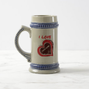 Jarra De Cerveza Diseño de corazón de amor grunge editable – Agrega