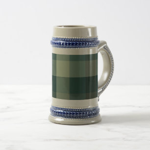 Jarra De Cerveza Diseño de Cuadro de Gingham Verde