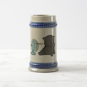 Jarra De Cerveza diseño de gatos de verano delante del ventilador