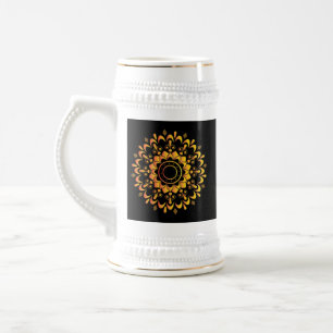Jarra De Cerveza Diseño de Mandala Único Dorado-95747