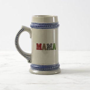 Jarra De Cerveza Diseño de patrón de cuadros de Mama Christmas