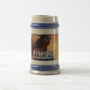 Jarra De Cerveza Diseño espléndido del 4 de julio - Fuegos artifici
