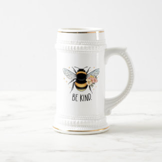 Jarra De Cerveza Diseño Floral Amable Abeja Lindo Inspirador