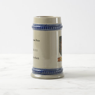 Jarra De Cerveza Diseño latino del león metalizado del escudo