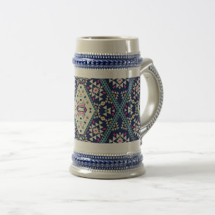 Jarra De Cerveza “Diseño Nativo Azul Marino”