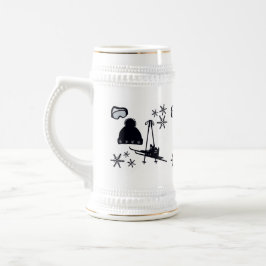 Jarra De Cerveza Diseños de esquí y invierno negros