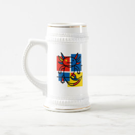 Jarra De Cerveza Divertido patrón de arte abstracto de Axolotl Piet
