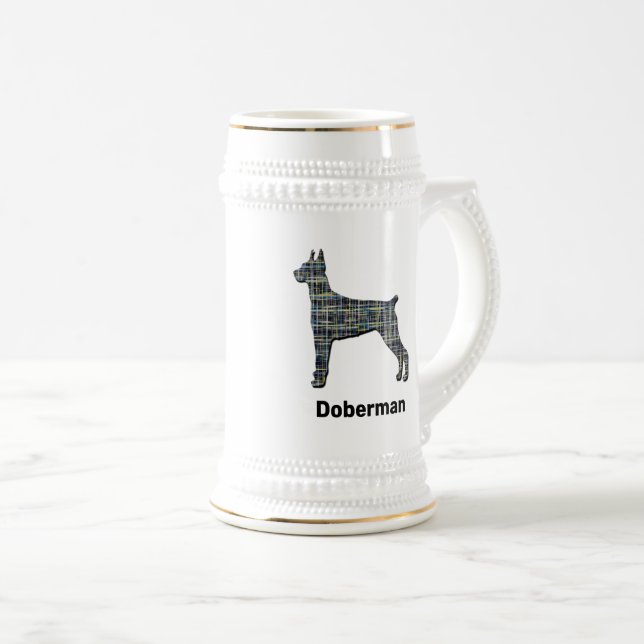 Jarra De Cerveza Doberman Pinscher Dog Cute Silhouette (Anverso derecho)