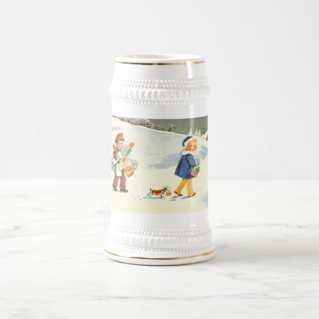 Jarra De Cerveza Dos niños y un perro (Centro)