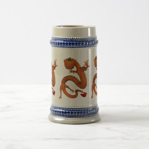 Jarra De Cerveza Dragón de calabaza de Halloween naranja