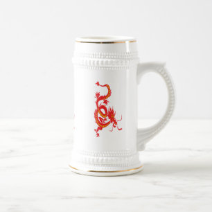 Jarra De Cerveza Dragón rojo chino de Año Nuevo