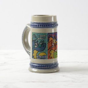 Jarra De Cerveza Dragon Stein de 3 cabezas