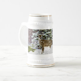 Jarra De Cerveza Drinkware de invierno de nieve y feriado de venado