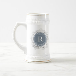 Jarra De Cerveza Dusty Blue Groomsman Beer Inicial Stein