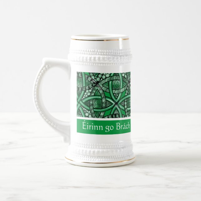 Jarra De Cerveza Éirinn go Brách Kelly Green Celtic Knot (Izquierda)