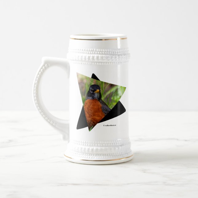 Jarra De Cerveza El curioso Robin Songbird en la hierba (Izquierda)