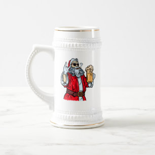 Jarra De Cerveza El mal Papá Noel, el rock, la cerveza y el cigarro