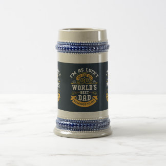 Jarra De Cerveza El mejor papá del mundo del Naranja blanco azul