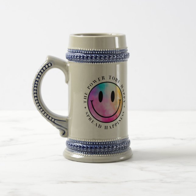 JARRA DE CERVEZA EL PODER PARA SER FELIZ SONRISA CERVEZA MUG (Izquierda)