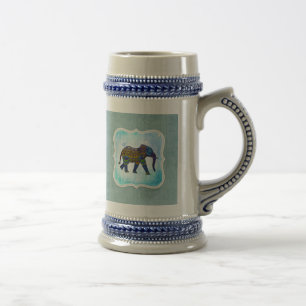Jarra De Cerveza Elefante azul Boho