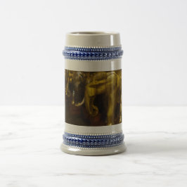 Jarra De Cerveza Elefantes dorados Gris/Azul 22 oz Stein