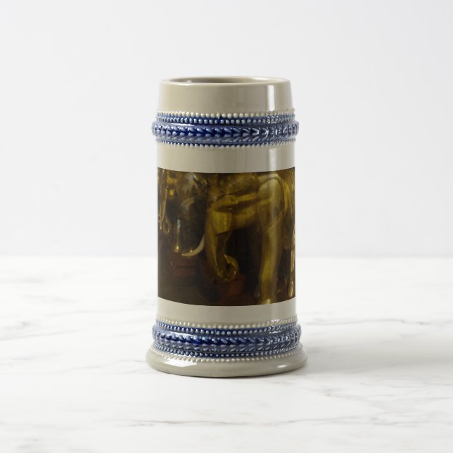 Jarra De Cerveza Elefantes dorados Gris/Azul 22 oz Stein (Centro)