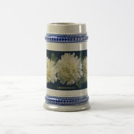 Jarra De Cerveza Elegancia Crisantemo Blanco Groomsmen Favor