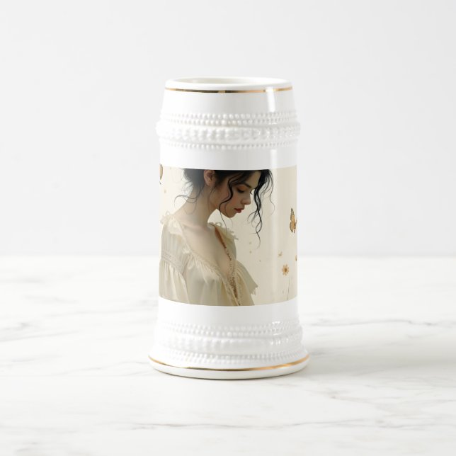 Jarra De Cerveza Elegancia suave en una danza de mariposa (Centro)