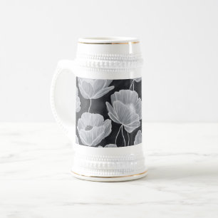 Jarra De Cerveza Elegant and Whimsical Poppies