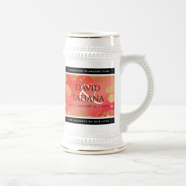 Jarra De Cerveza Elegante 2º Aniversario del Boda de Garnet (Derecha)