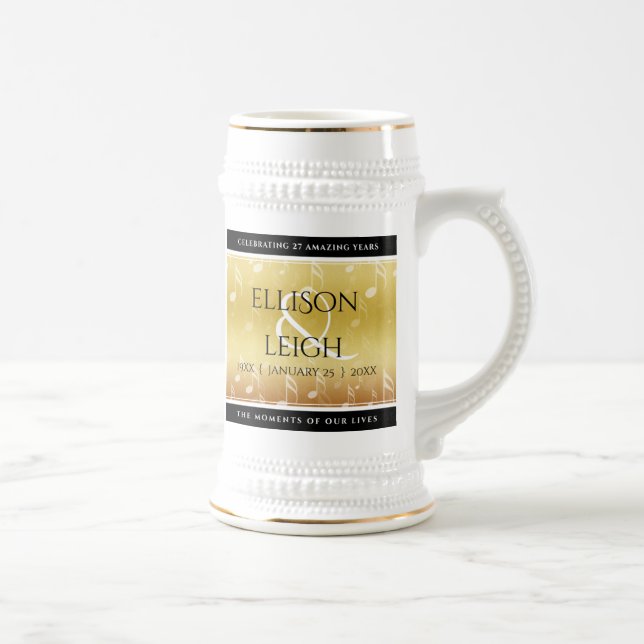 Jarra De Cerveza Elegante 27º Aniversario del Boda de Música (Derecha)