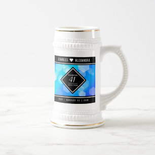 Jarra De Cerveza Elegante 41° Aniversario del Boda de Topaz Azul