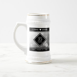 Jarra De Cerveza Elegante 70° Aniversario del Boda Platino