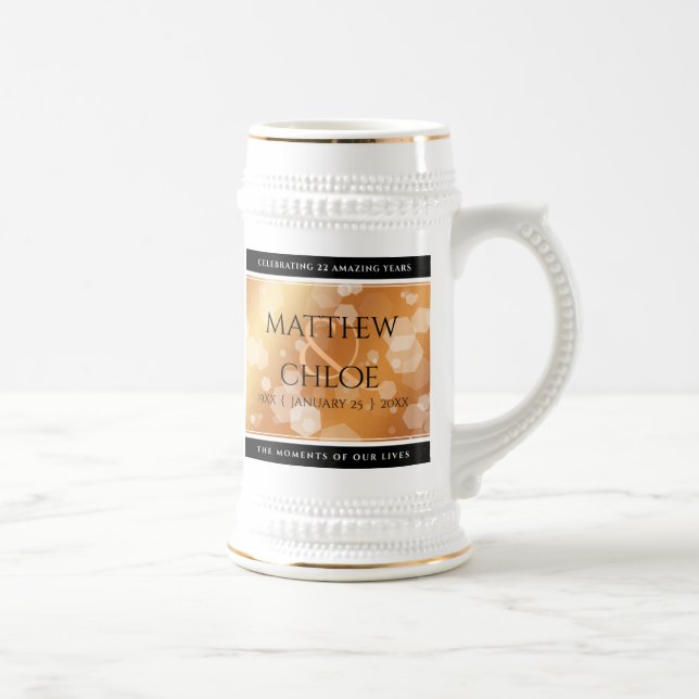 Jarra De Cerveza Elegante 7.º 22.º 49° Aniversario del Boda de Cobr (Derecha)