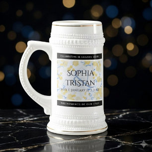Jarra De Cerveza Elegante aniversario de bodas de porcelana del sig