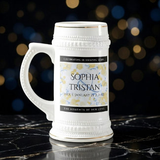 Jarra De Cerveza Elegante aniversario de bodas de porcelana del sig